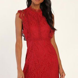 Sweetheart Whine Red Lace Mini Dress